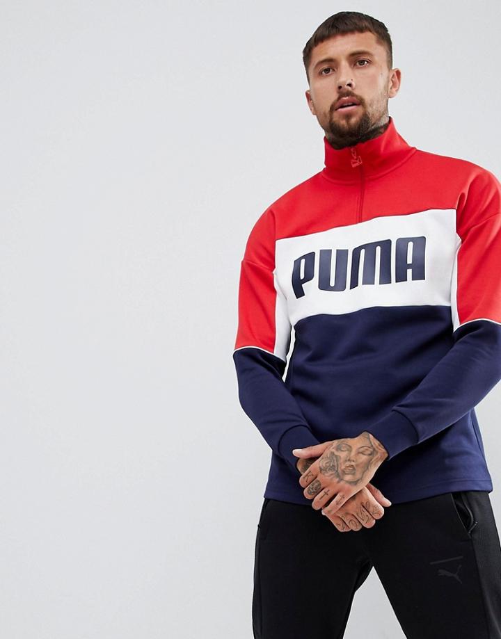 Puma Retro Half Zip Sweat In Navy 57637806 - Navy