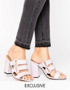 The March Buckle Strappy Mid Heeled Mules - Pink