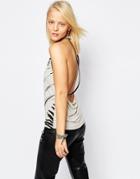 Religion Beaded Back Tank Top With Palm Print - Mink