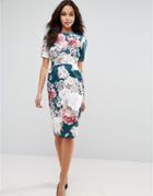 Asos Wiggle Dress In Floral Print - Multi