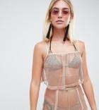 And Co Metallic Mesh Pool Party Crop Top - Gold