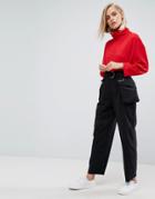 Asos Peg Pants With Fanny Pack In Black - Black