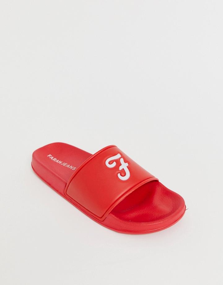 Farah Logo Slides In Red - Red