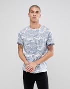 Brave Soul Fern Print T-shirt - Navy