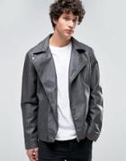 Barneys Faux Leather Biker Jacket - Gray