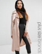 Missguided Plus Satin Trench Coat - Purple