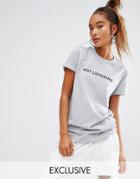 Adolescent Clothing Boyfriend T-shirt With Not Listening Print - Gray