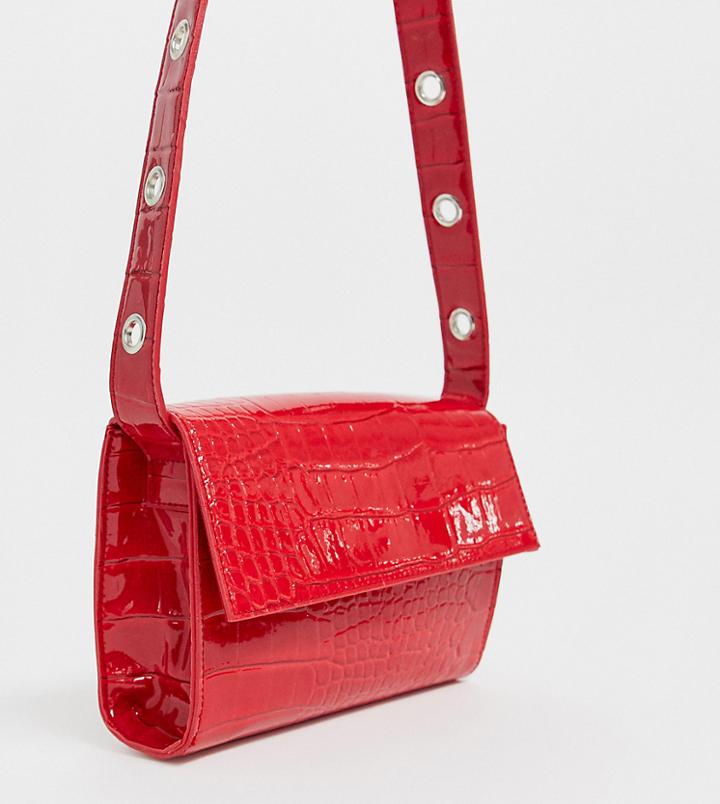 Glamorous Exclusive Red Snakeskin Patent Cross Body
