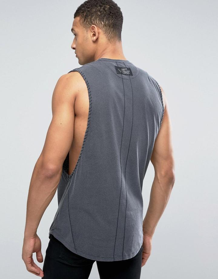 Religion Tank With Extreme Open Arm And Heavy Stitch - Gray