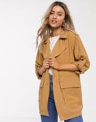 Pull & Bear Utility Jacket In Brown