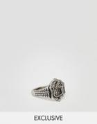 Reclaimed Vintage Inspired Crest Ring In Silver Exclusive At Asos - Silver