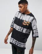 Asos Oversized T-shirt With Chest Print And Tie Dye - Black