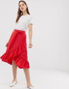 Minimum Ruffle Wrap Skirt - Red