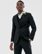 Asos Design Wedding Slim Suit Jacket In Black 100% Wool