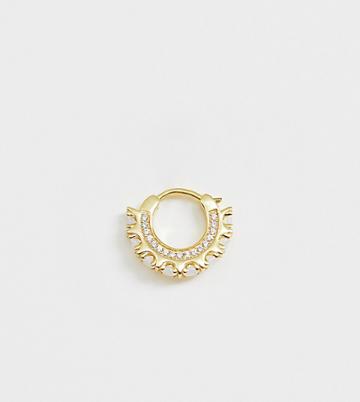 Galleria Armadoro Gold Plated Opal Single Huggie Hoop Earring - Gold