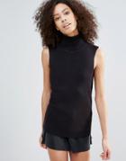 B.young Roll Neck Sleeveless Top - Black