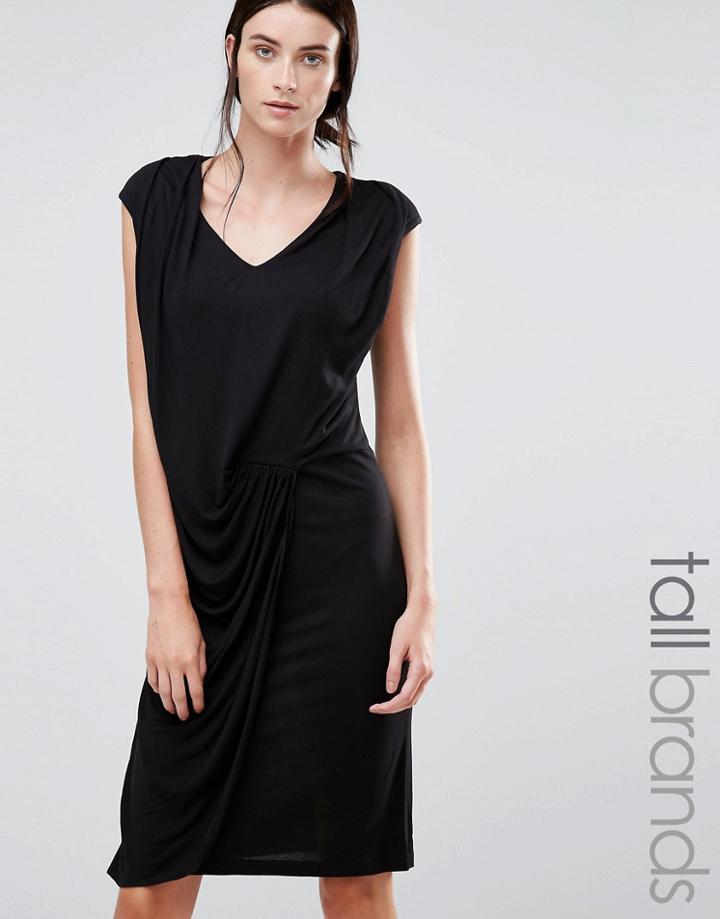 Y.a.s Tall Chase Dress With Gathered Front - Black