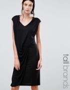 Y.a.s Tall Chase Dress With Gathered Front - Black