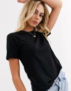New Look Organic Roll Sleeve Tee In Black