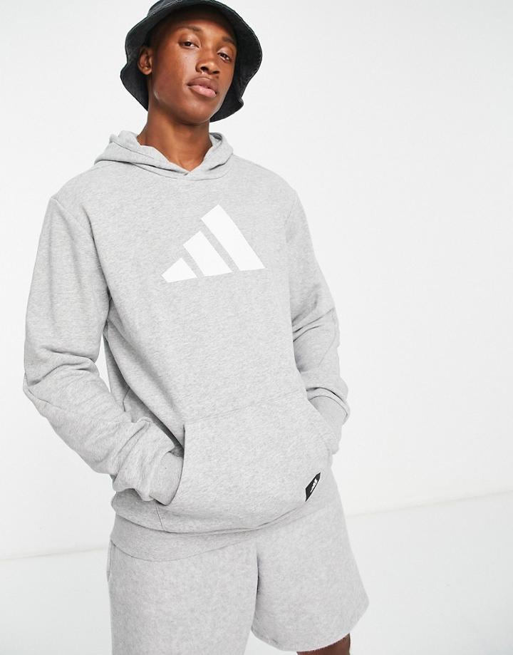 Adidas Sportstyle 3 Bar Logo Hoodie In Gray