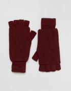 Asos Fingerless Gloves In Burgundy - Red