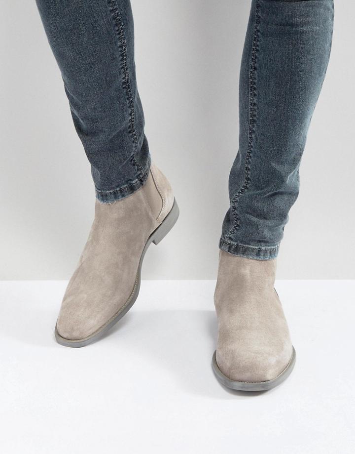 Aldo Vianello Suede Chelsea Boots In Gray - Gray