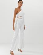 4th + Reckless Jumpsuit With Cut Out Detail And Side Tie - White