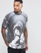 Asos Oversized T-shirt With Renaissance Print - Gray