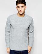 Asos Cable Knit Sweater With Textured Yoke - Gray