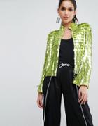Asos Premium Sequin Kimono Jacket - Green