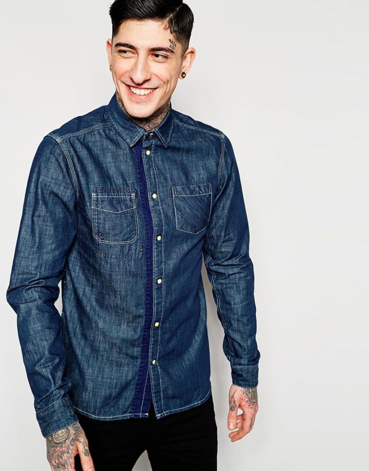 Scotch & Soda Japanese Inspired Workwear Shirt - Navy