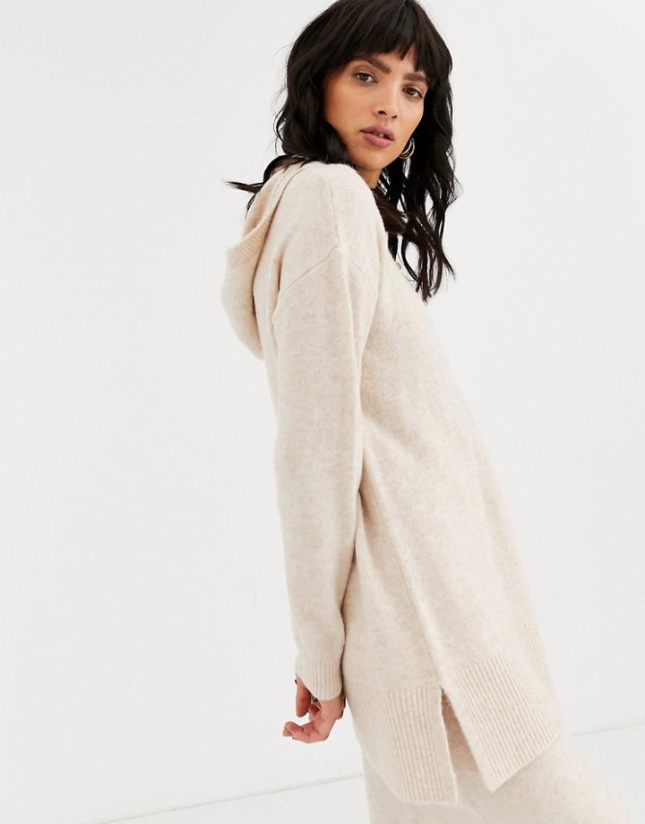 Asos Design Two-piece Hoody In Fluffy Yarn-beige