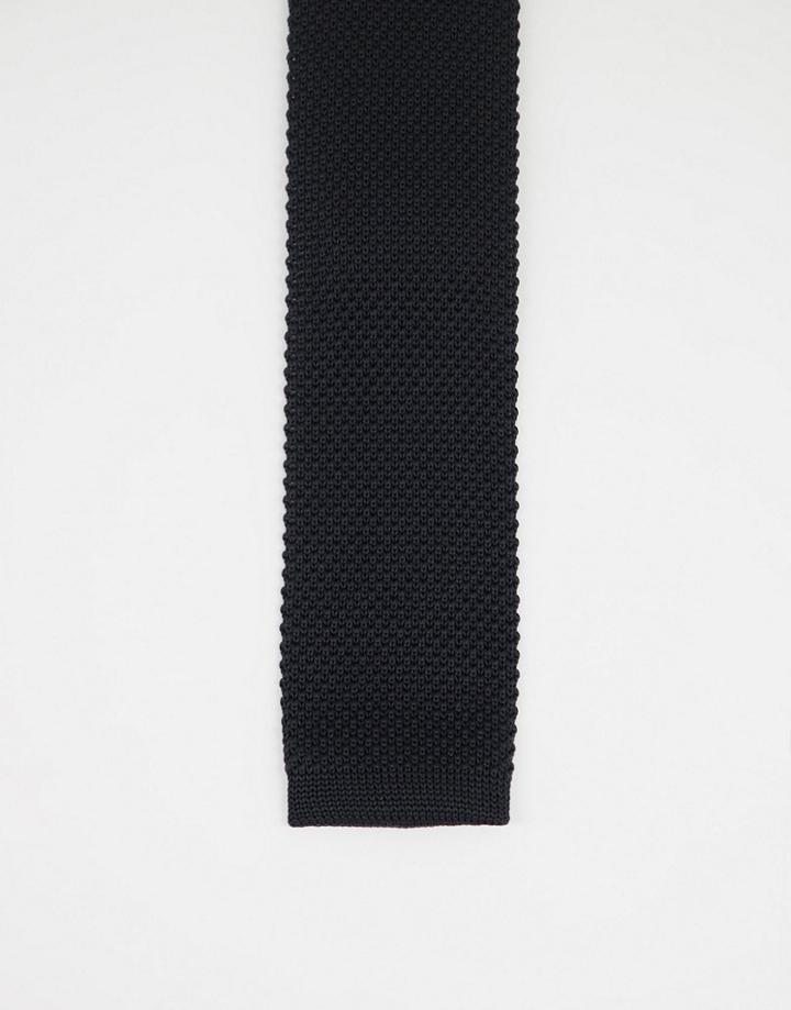 French Connection Plain Knit Tie In Black