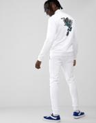 Asos Design Tracksuit Track Jacket / Skinny Sweatpants With Dragon Embroidery - White
