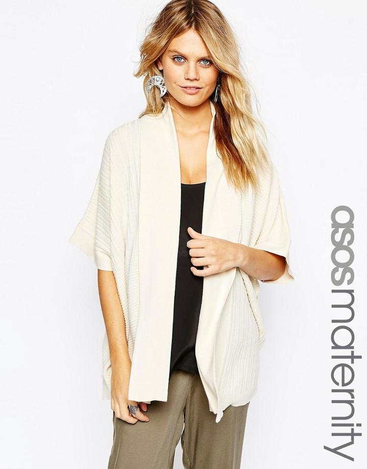 Asos Maternity Ribbed Waterfall Cardigan In Cut About - Cream