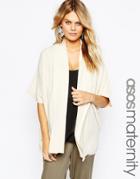 Asos Maternity Ribbed Waterfall Cardigan In Cut About - Cream