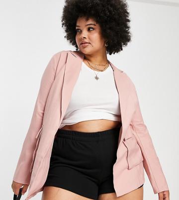In The Style Plus Relaxed Blazer In Pink