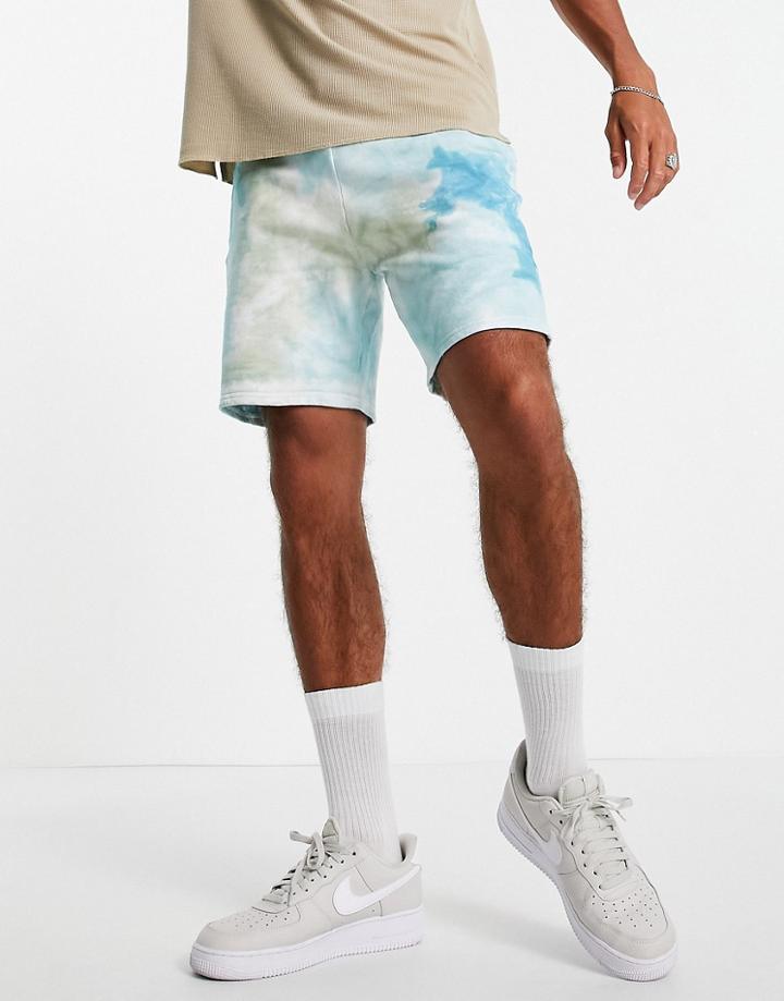 Topman Tie Dye Shorts In Green - Part Of A Set