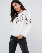 Amy Lynn Sweater With Embroidered Detail - White