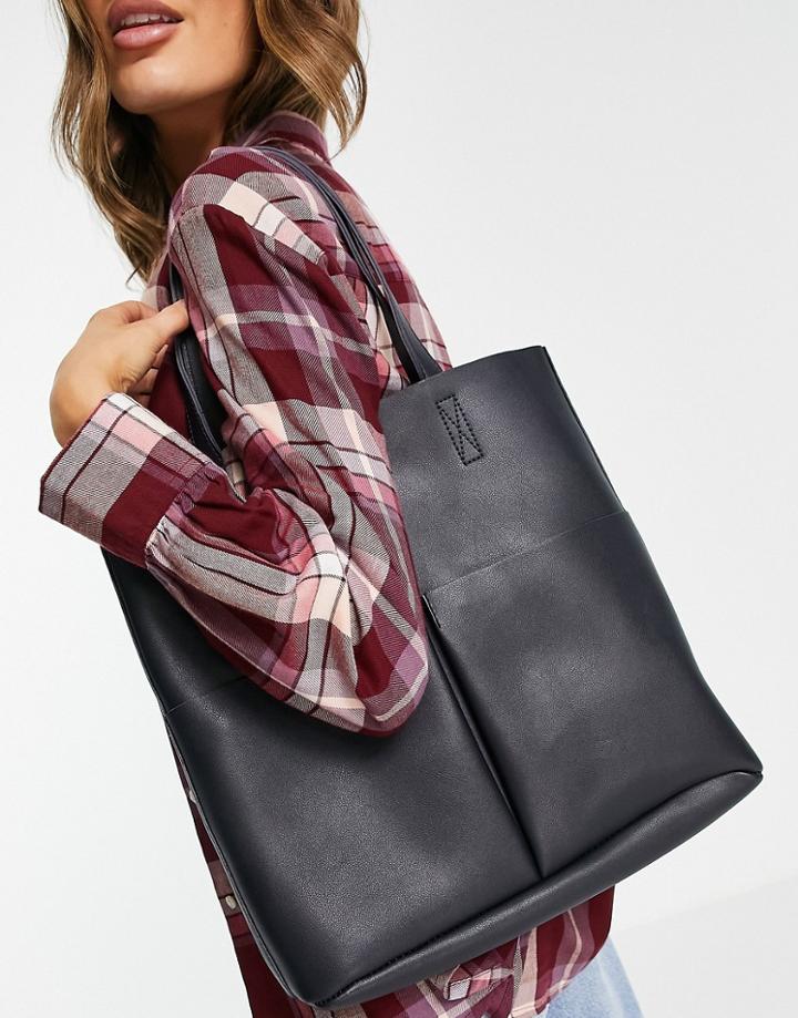 Claudia Canova Unlined Two Pocket Tote Bag In Navy