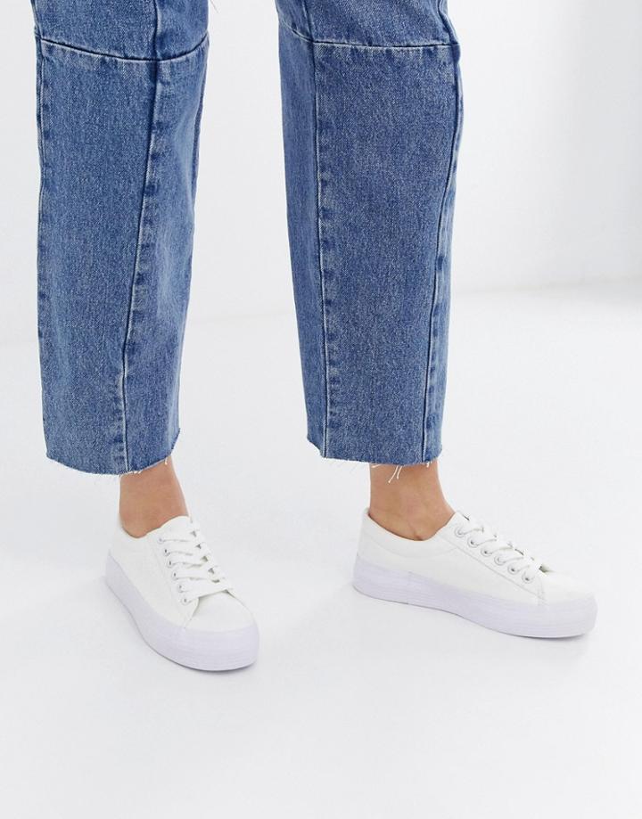 New Look Chunky Flatform Sneaker In White - Brown