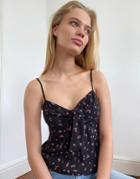 & Other Stories Ditsy Floral Tie Front Strappy Top In Black