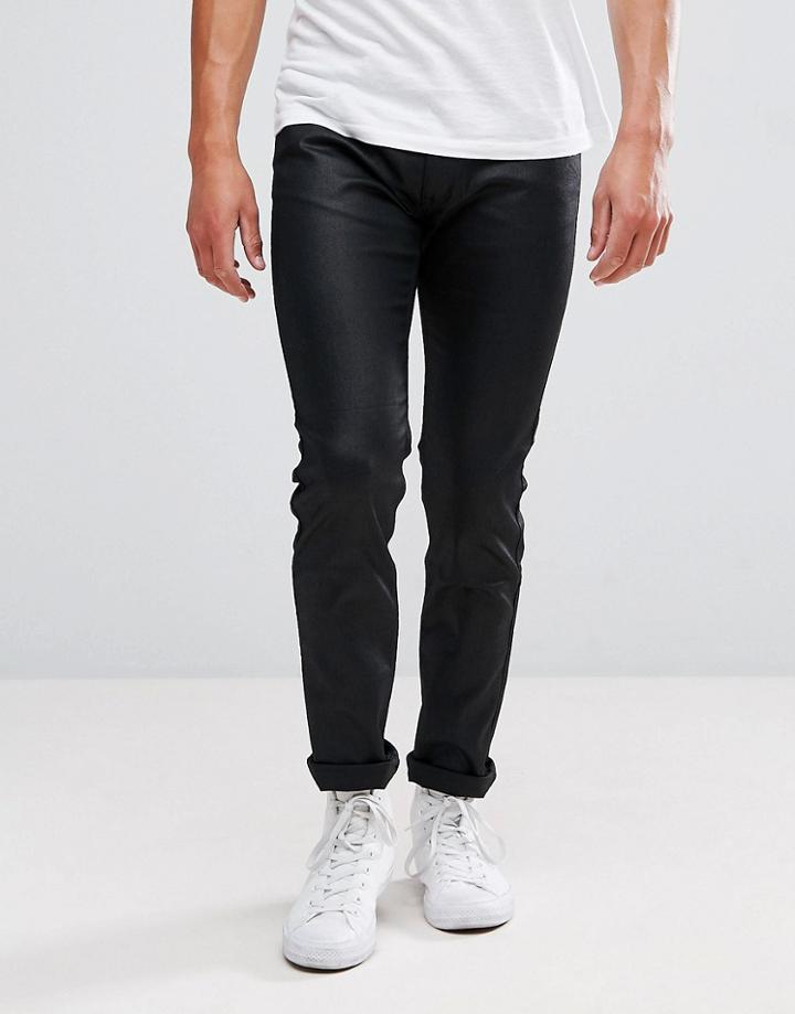Hugo 734 Super Stretch Coated Jeans In Black - Black