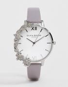 Olivia Burton Cuff Watch With Floral Case In Silver