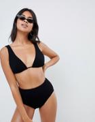 Asos Design Mix And Match Crinkle High Waist Bikini Bottom In Black