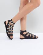 Asos Fetch Western Flat Sandals - Black