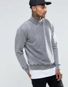 Kubban Oil Wash High Neck Sweater - Gray