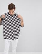 Mennace Oversized T-shirt In Chequerboard - Black