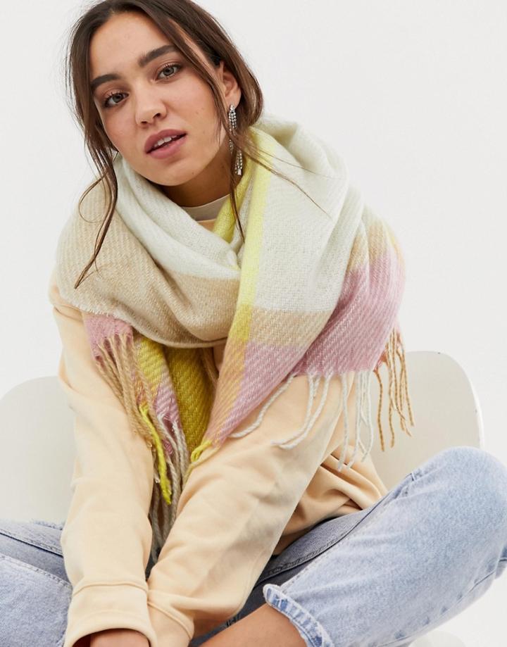 River Island Scarf In Cream Check
