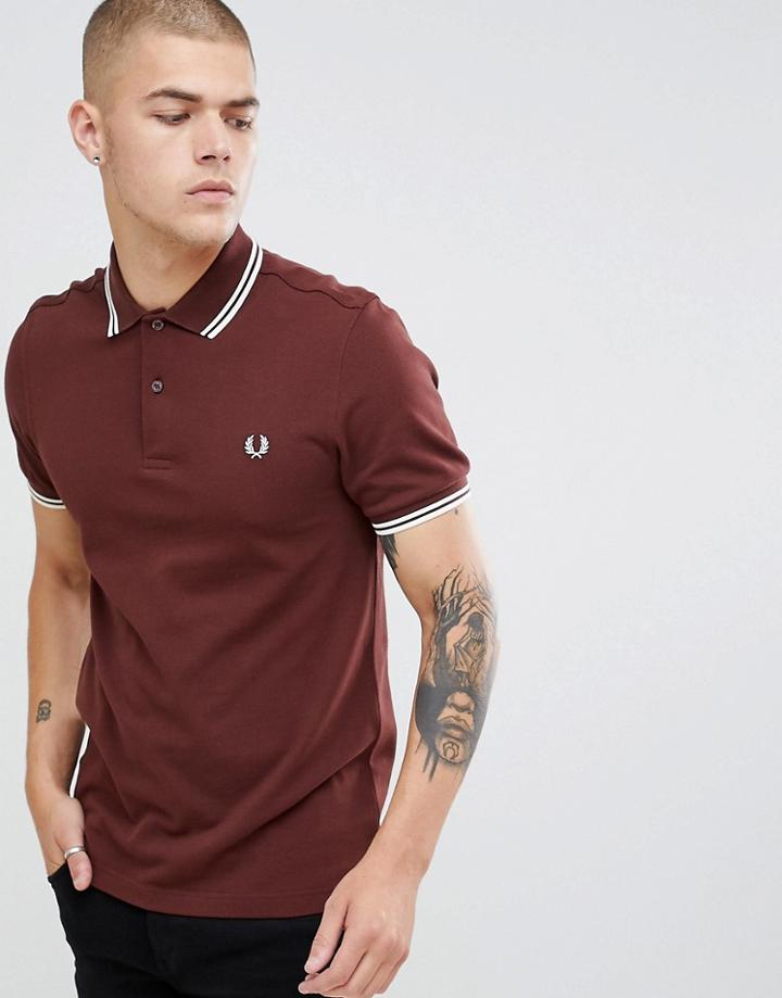 Fred Perry Twin Tipped Polo In Brown - Brown